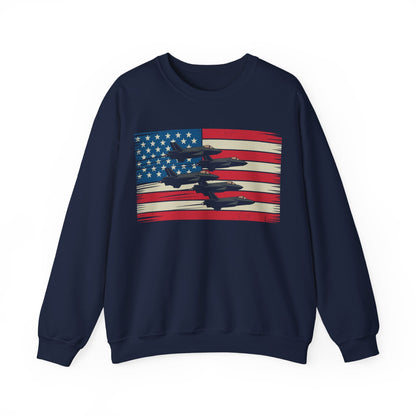 Vintage American Flag USA Fighter Jets 4th of July Patriotic Sweatshirt