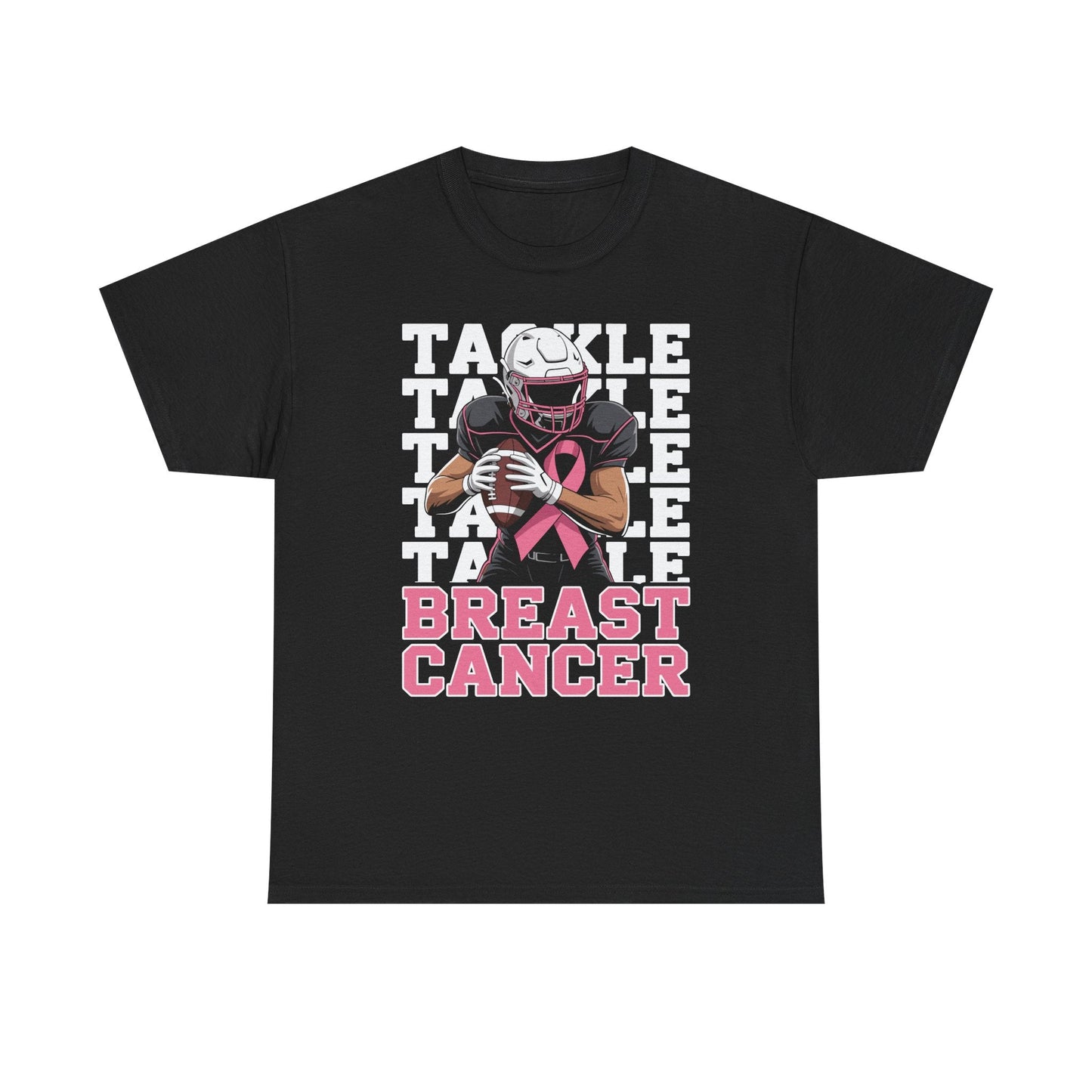 Tackle Football Breast Cancer Awareness Pink Ribbon T-Shirt