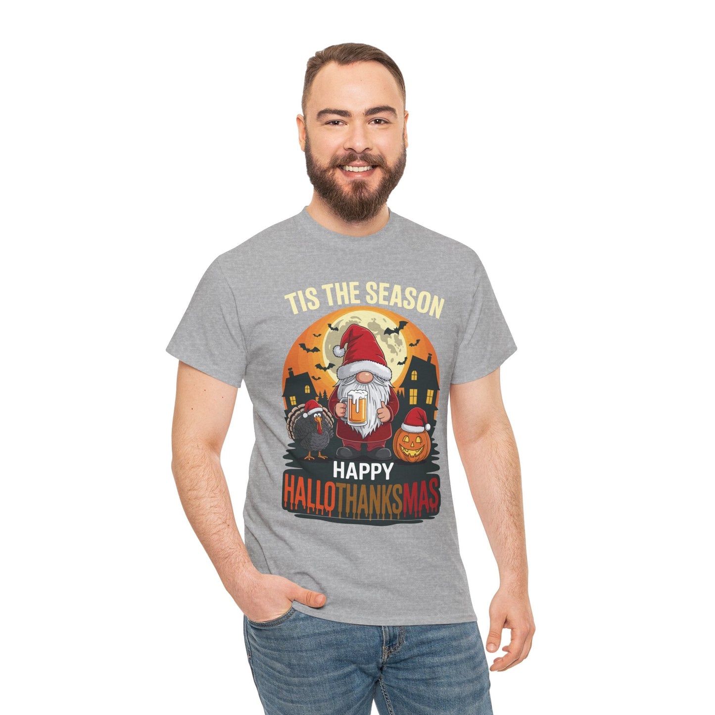 Happy Hallothanksmas Halloween Thanksgiving Merry Christmas T-Shirt