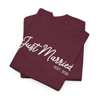 Just Married 2025 Honeymoon Wedding Couples Fiancee T-Shirt