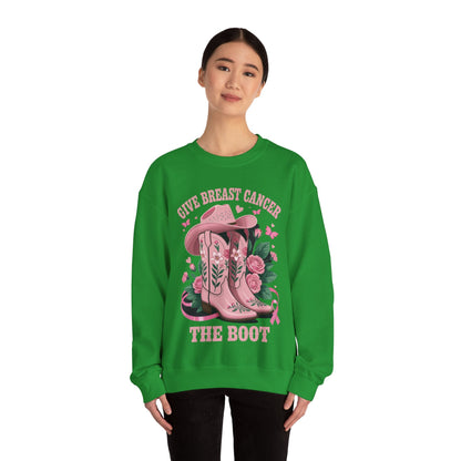 Give Breast Cancer The Boot Cowgirl Cancer Awareness Ribbon Sweatshirt