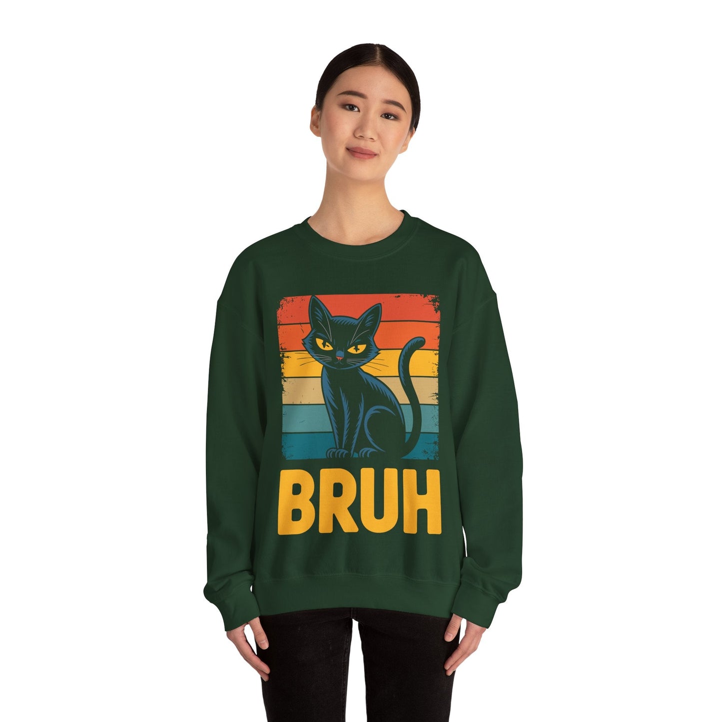 Funny Cat Bruh For Teens Boys Girls Men Women Meme Graphic Sweatshirt