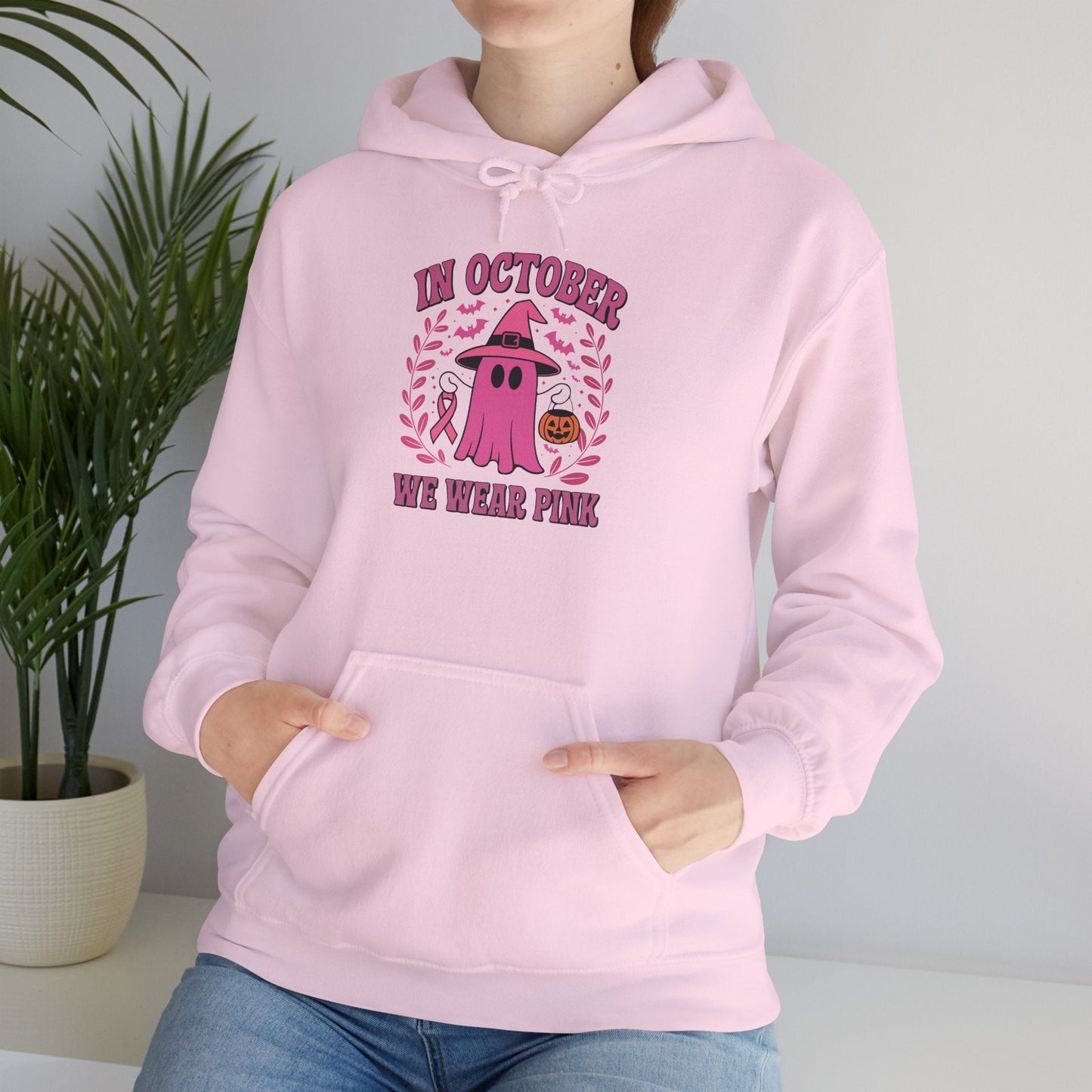 In October We Wear Pink Breast Cancer Awareness Halloween Hoodie