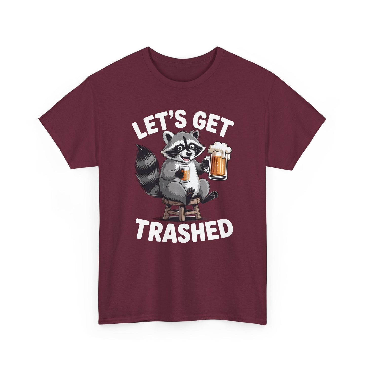 Funny Let's Get Trashed Raccoon Meme Humor Beer Drinking T-Shirt