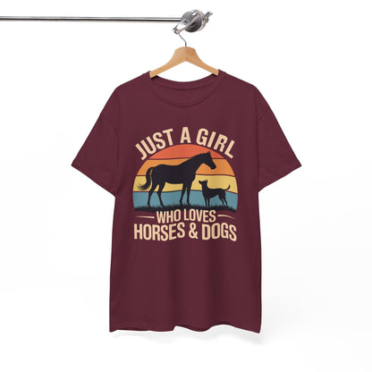 Just A Girl Who Loves Horses and Dogs Women Girls T-Shirt