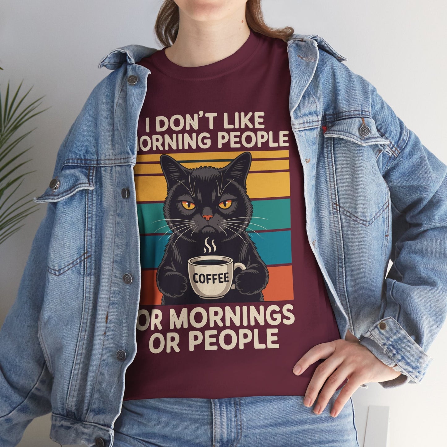 I Hate Morning People And Mornings And People Coffee Cat T-Shirt