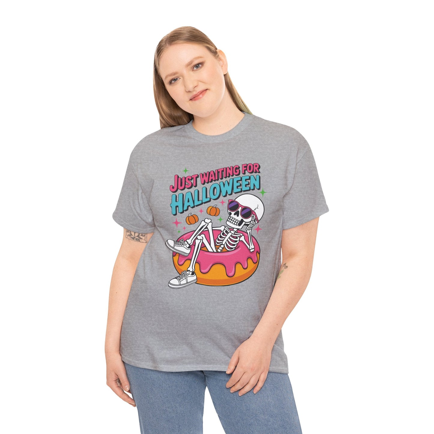 Just Waiting For Halloween Skeleton Donut Summerween Vibes T-Shirt