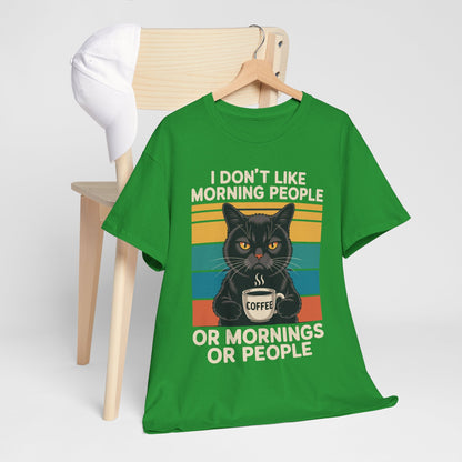 I Hate Morning People And Mornings And People Coffee Cat T-Shirt
