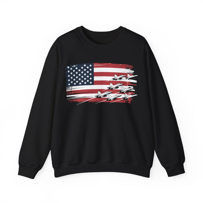 Patriotic Red White Blue USA Flag Fighter Jets 4th of July Sweatshirt