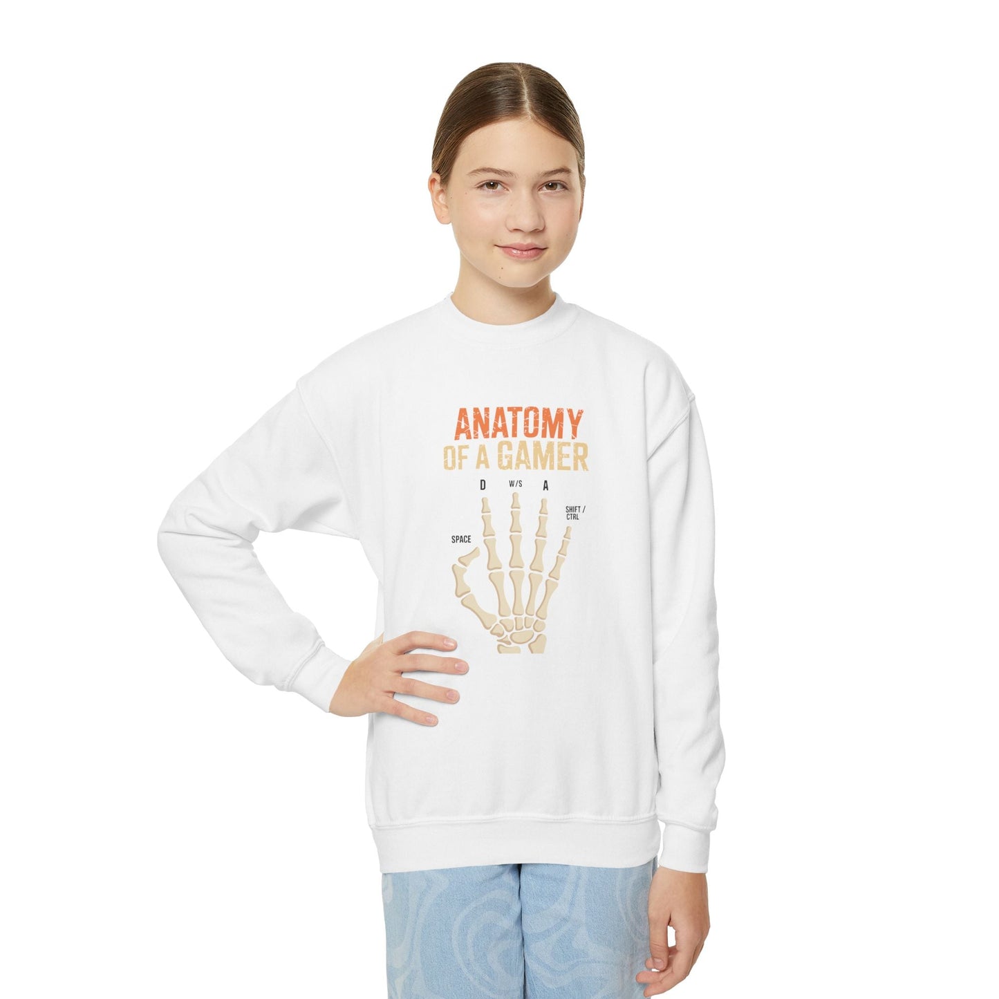 Funny Anatomy Of A Gamer Skeleton Hand Boys Kids Teens Sweatshirt