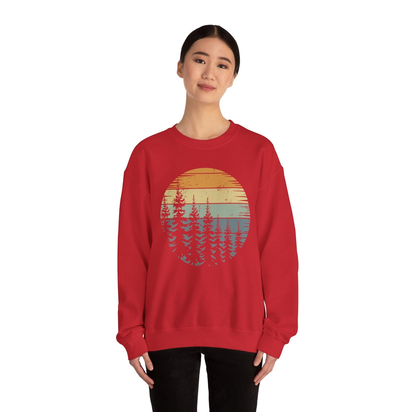 Retro Forest Trees Outdoors Nature Vintage Graphic Sweatshirt