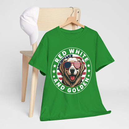 Red White Golden Retriever American Flag 4th of July Gift T-Shirt