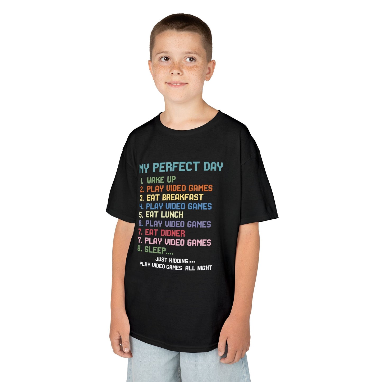 My Perfect Day Play Video Games Funny Gamer Kids T-Shirt