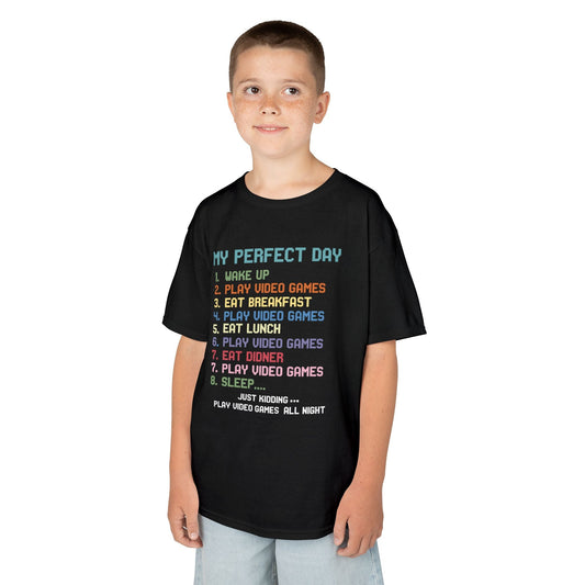 My Perfect Day Play Video Games Funny Gamer Kids T-Shirt