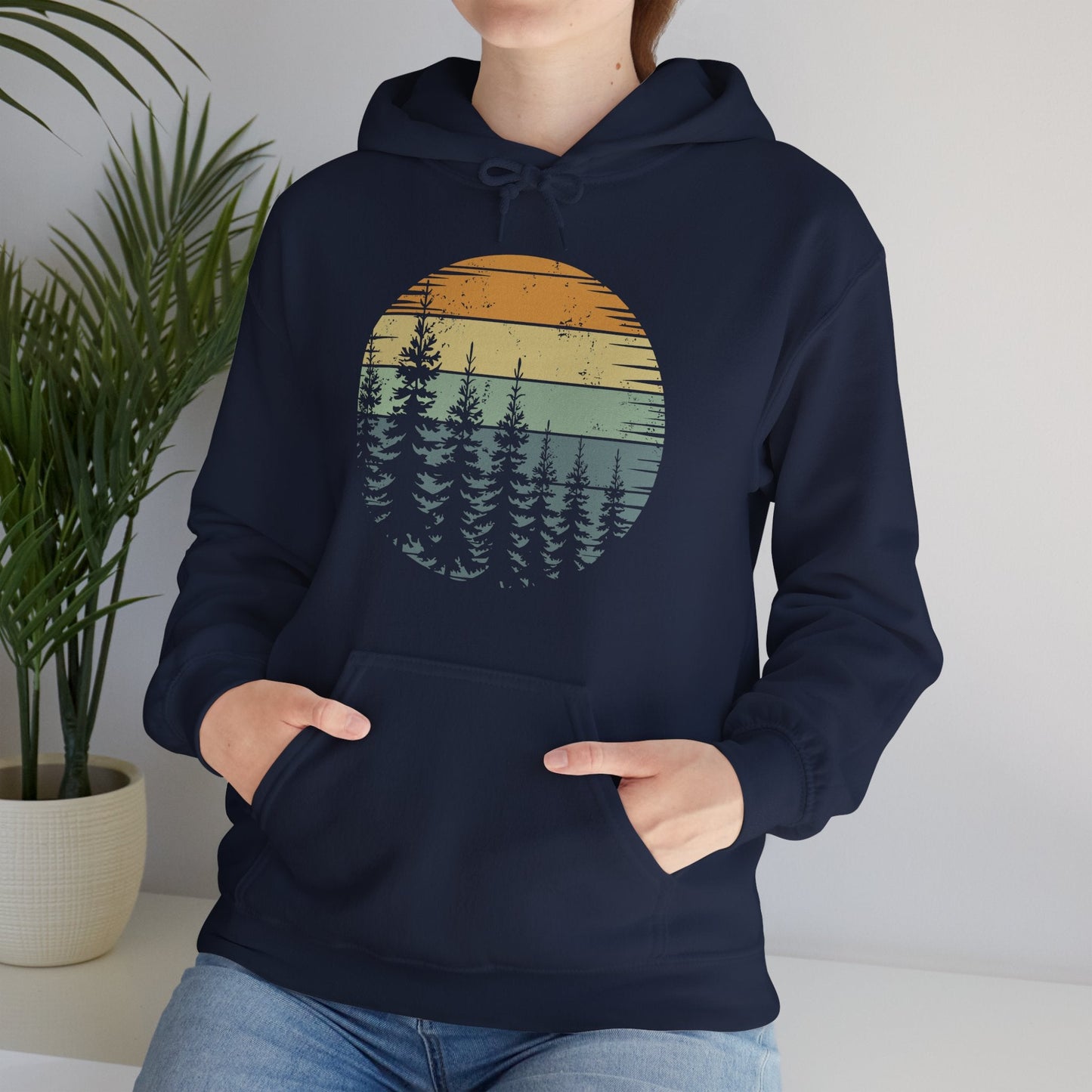 Retro Forest Trees Outdoors Nature Vintage Graphic Hoodie