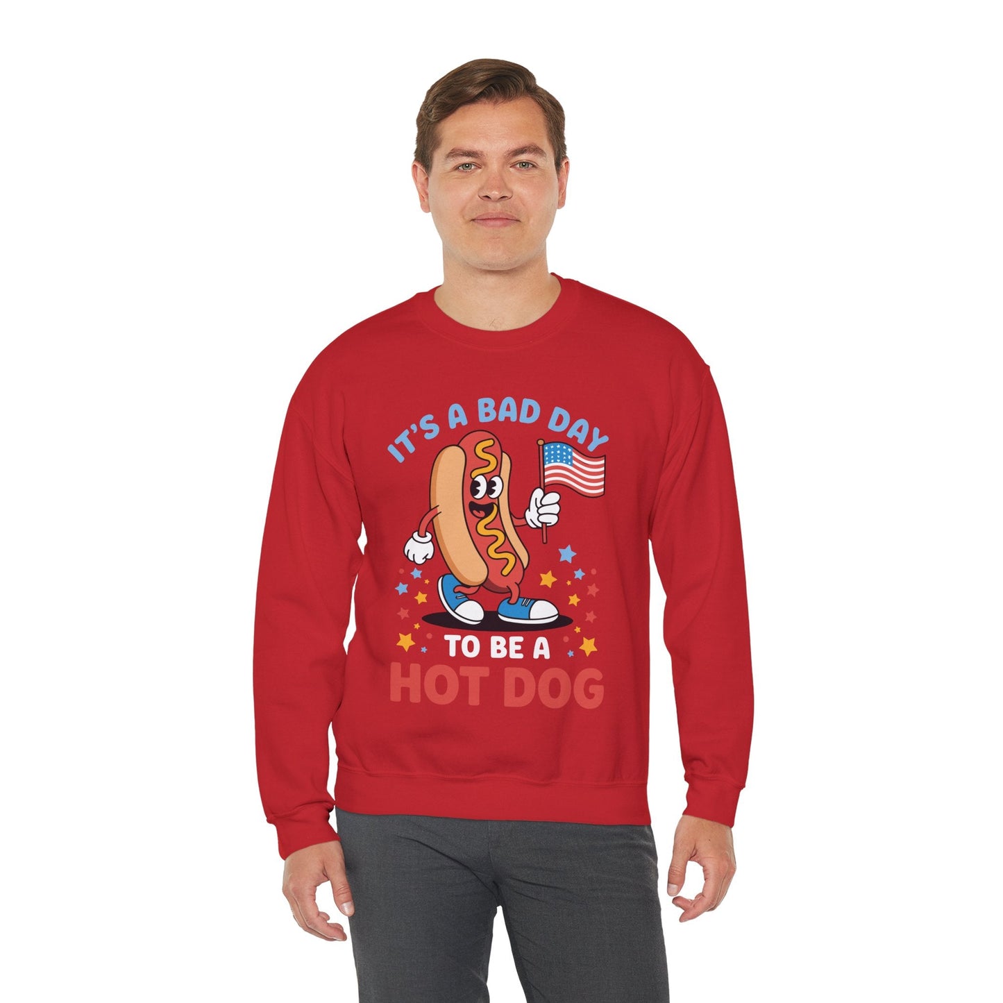 Its A Bad Day To Be A Hot Dog Funny meme HotDog usa flag Men Women Sweatshirt