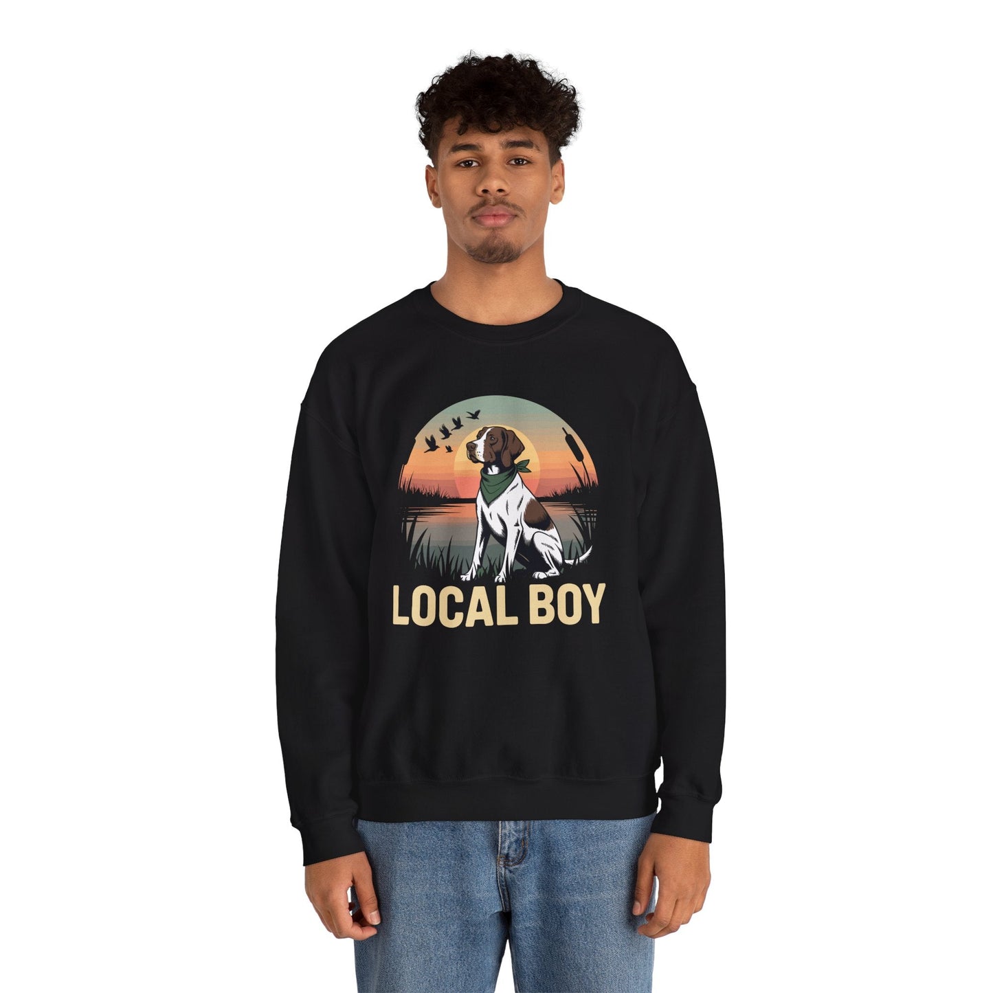 Local Boy Hunting Dog Vintage Sunset Hunting Season Sweatshirt