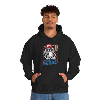 Red White And Feral Raccoon 4th of July Saying Meme Hoodie