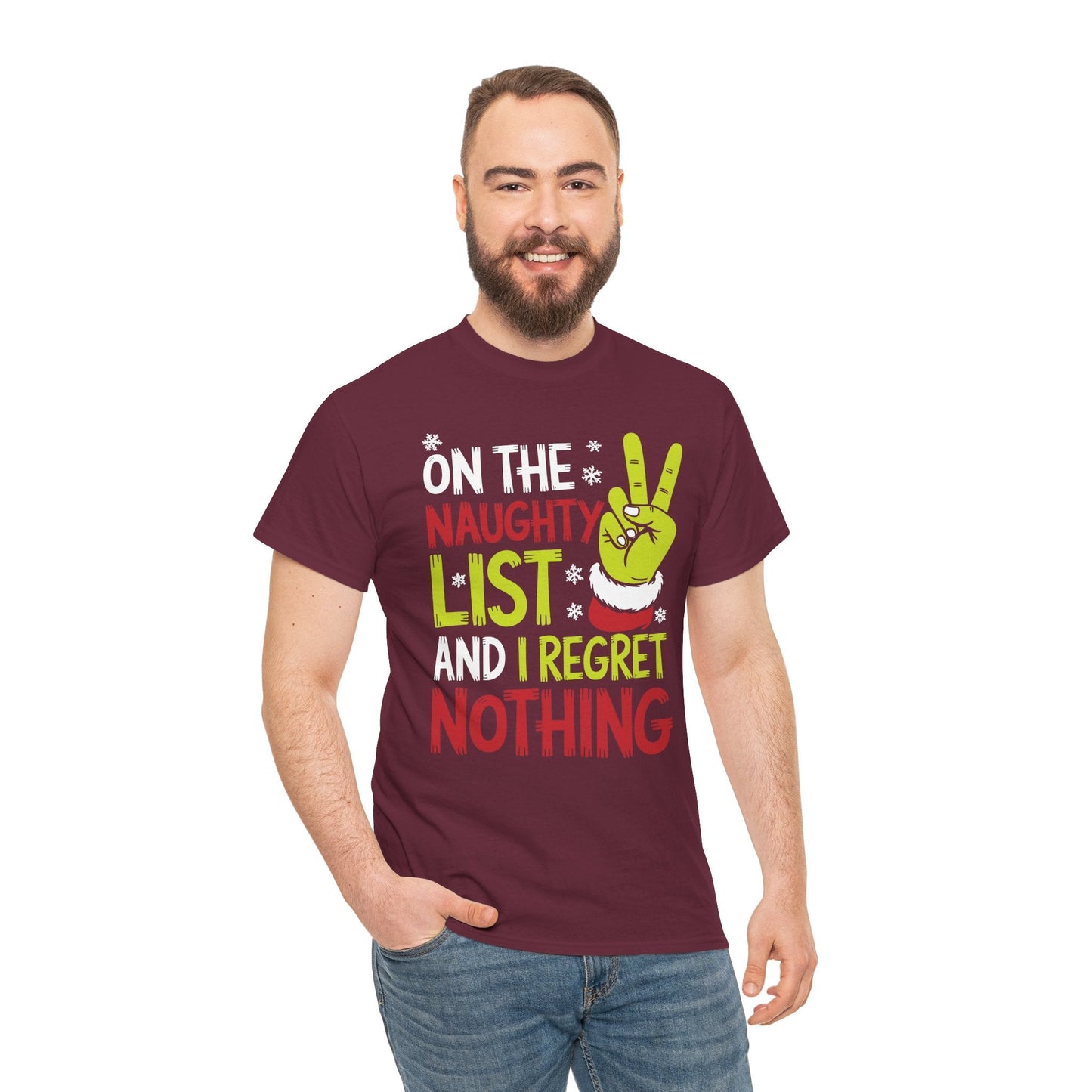 On The Naughty List And I Regret Nothing Funny Christmas Tee T-Shirt