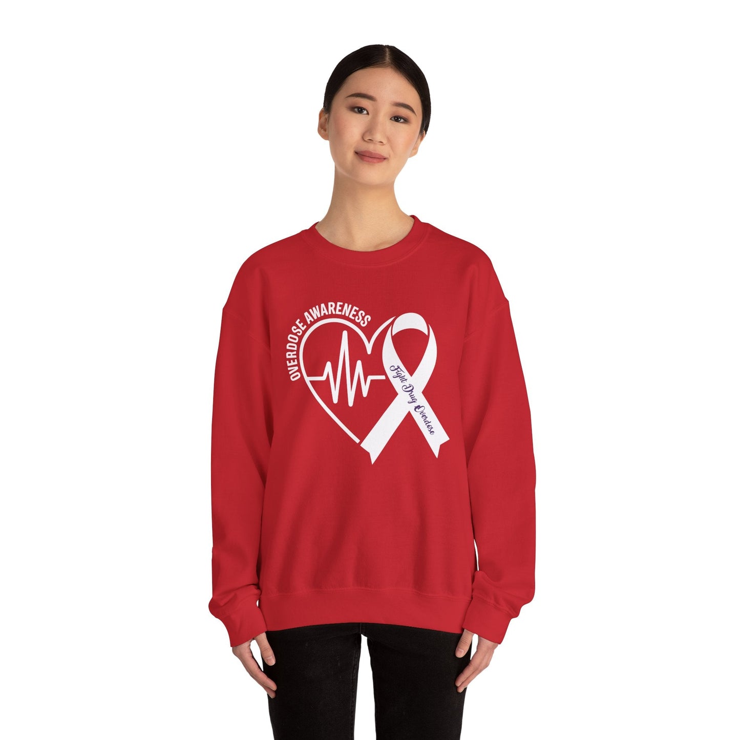 Overdose Awareness Month Heart Purple Ribbon Support Sweatshirt