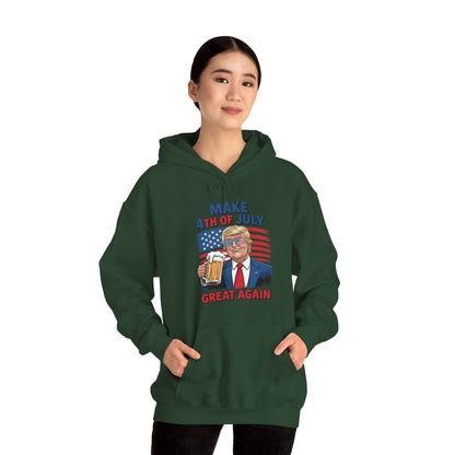 Funny Trump Make 4th Of July Great Again Drinking Beer Hoodie