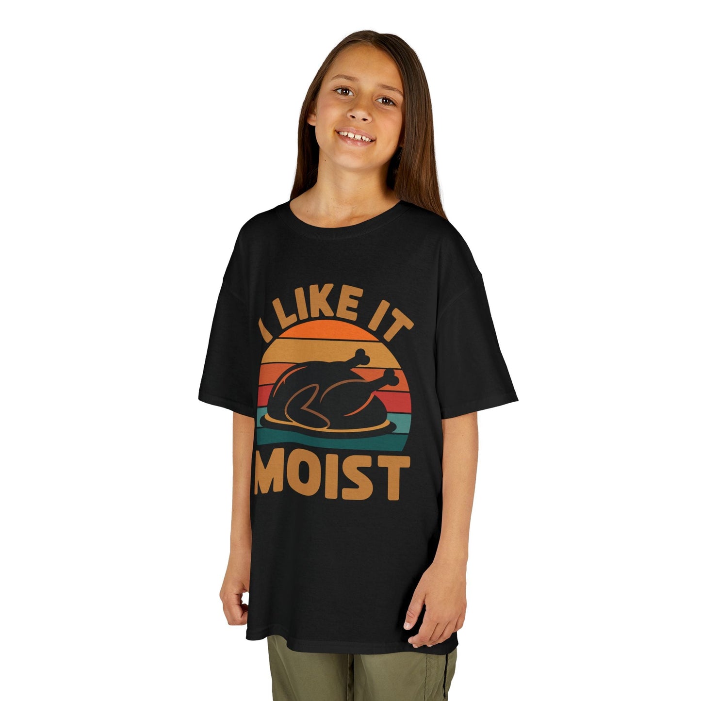 I Like It Moist Unisex Kids Black Thanksgiving T-Shirt
