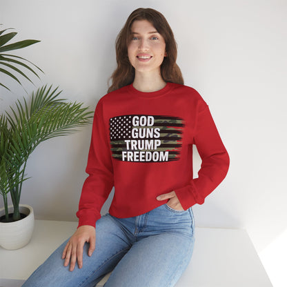 God Guns Trump Freedom Funny Camouflage Pro Gun USA Flag Sweatshirt