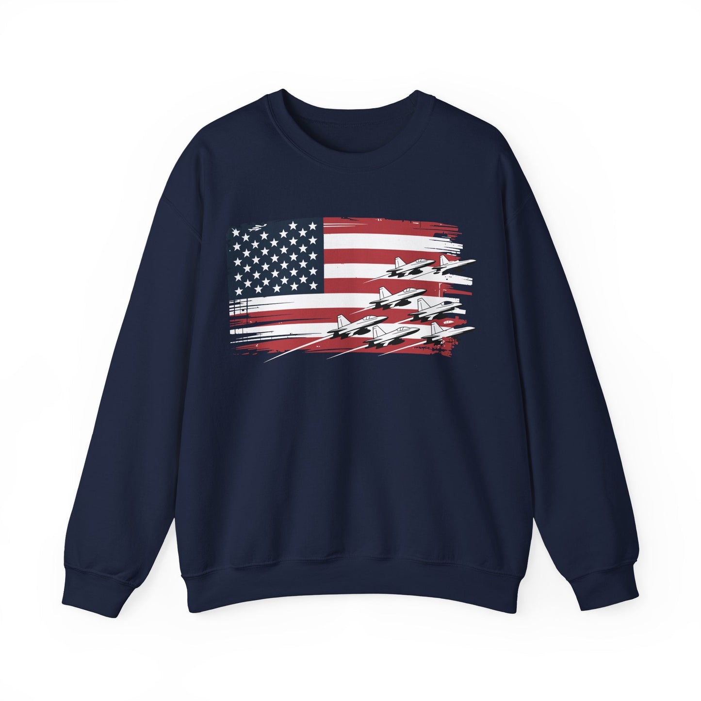 Patriotic Red White Blue USA Flag Fighter Jets 4th of July Sweatshirt