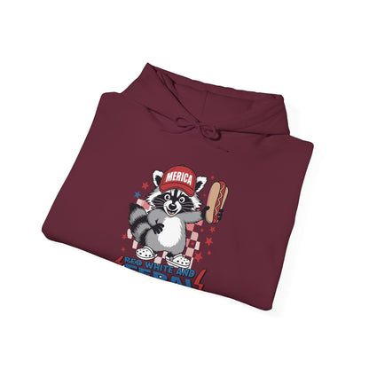 Red White And Feral Raccoon 4th of July Saying Meme Hoodie