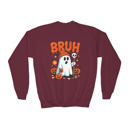 Bruh Ghost Halloween Cute Ghost Trick Or Treat Candy Kids Sweatshirt