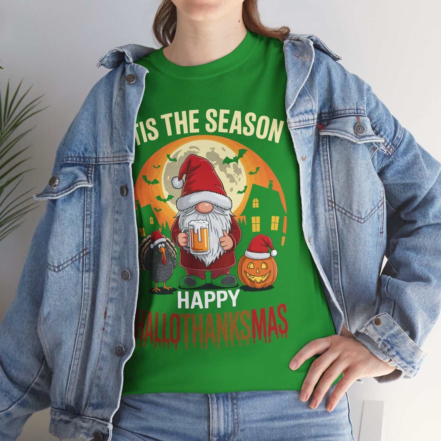 Happy Hallothanksmas Halloween Thanksgiving Merry Christmas T-Shirt