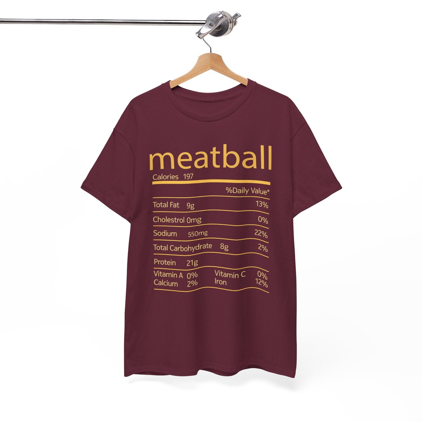Meatball Nutrition Facts Funny Thanksgiving Christmas T-Shirt