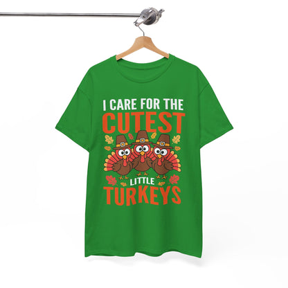 Care For Little Turkeys Nurse Fall Thanksgiving Scrub Top T-Shirt