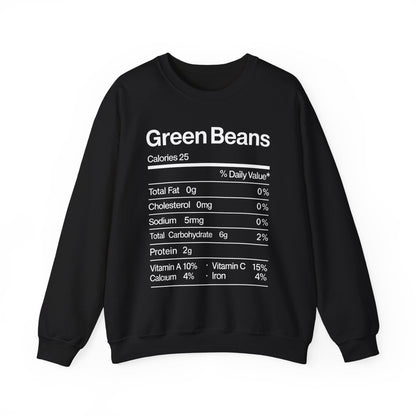 Green Beans Nutrition Facts Funny Thanksgiving Christmas Sweatshirt