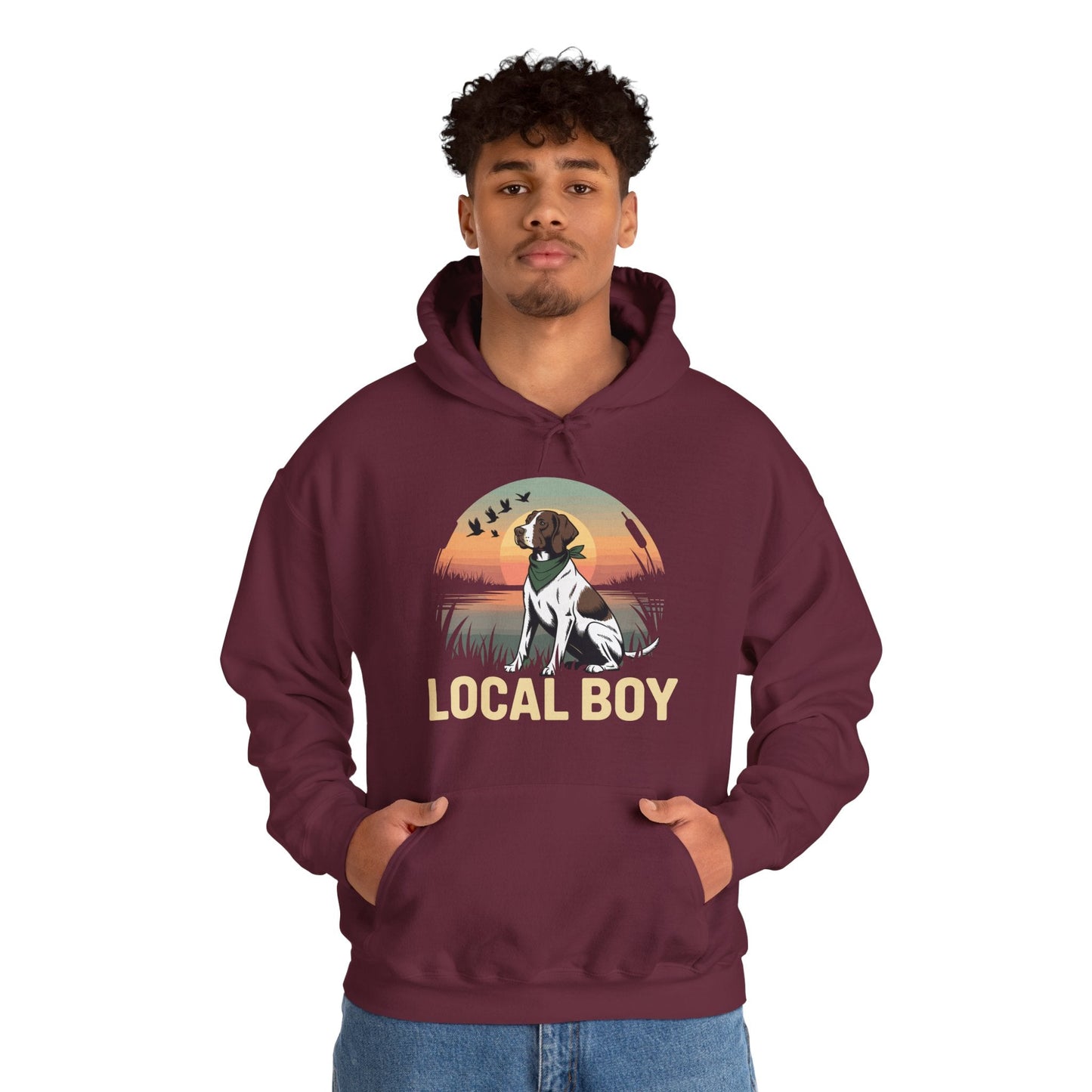 Local Boy Hunting Dog Vintage Sunset Hunting Season Hoodie