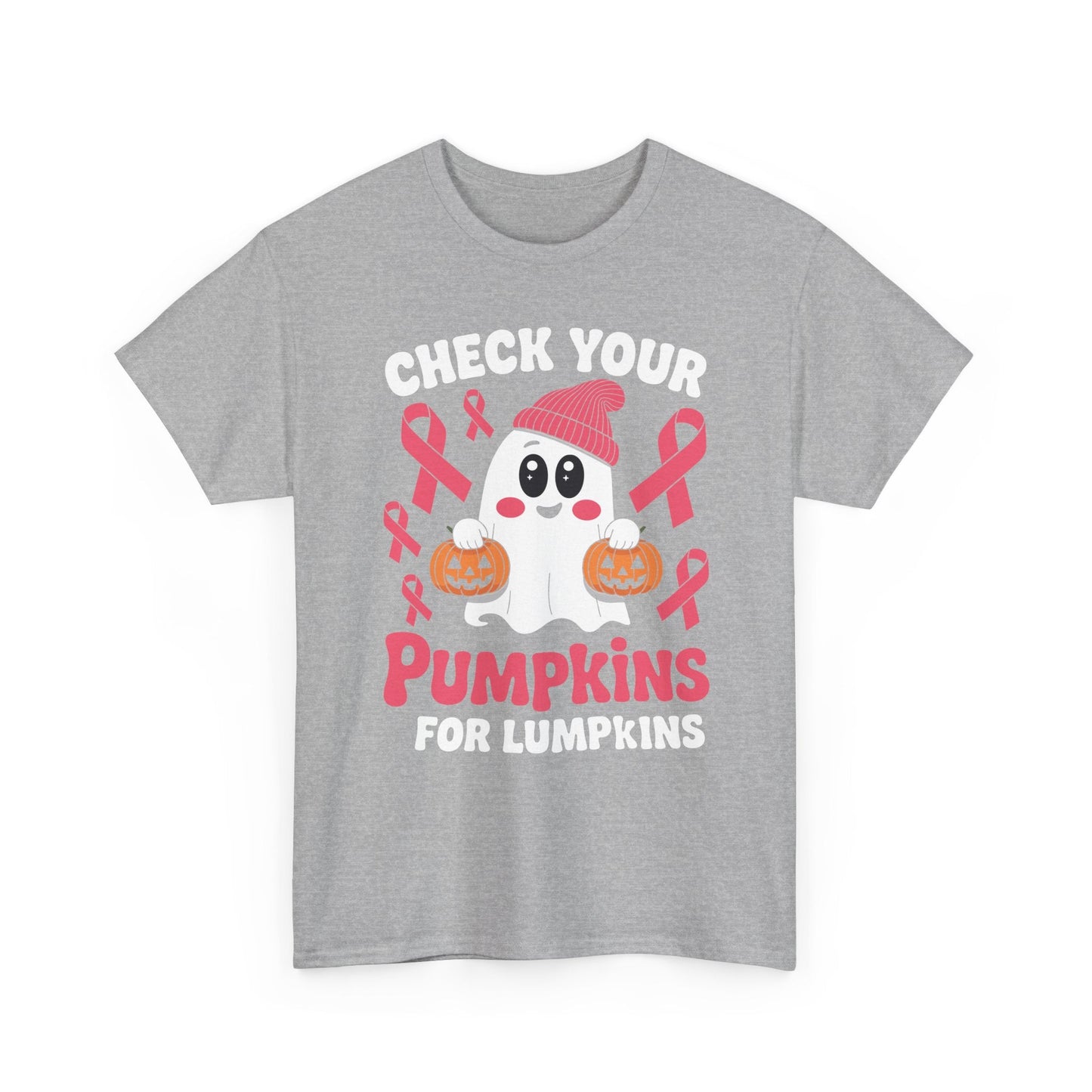 Breast Cancer Halloween Boo Ghost Check Your Pumpkins Womens T-Shirt