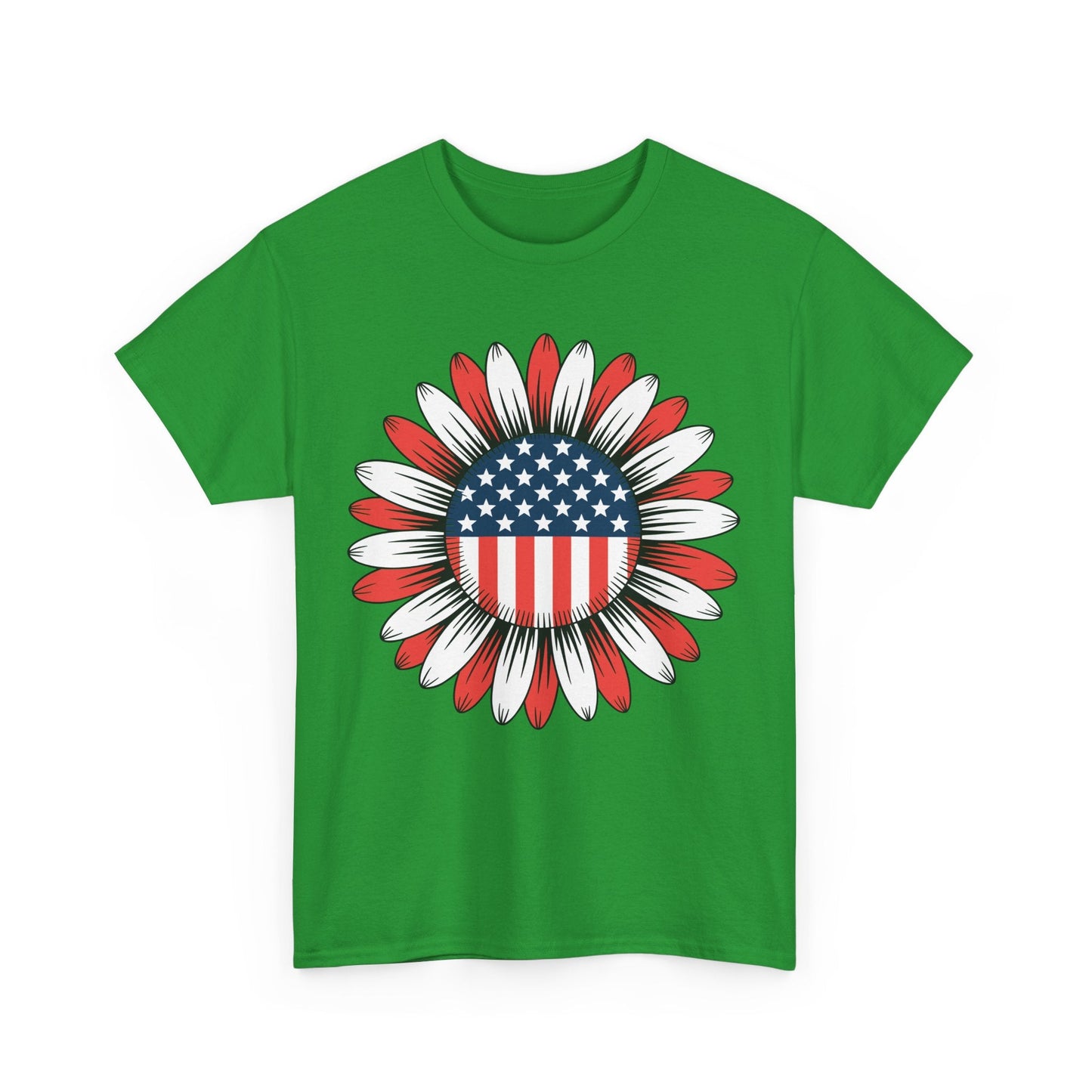 Sunflower American Flag 4th of July Women Men Merica USA T-Shirt