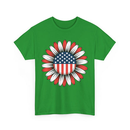 Sunflower American Flag 4th of July Women Men Merica USA T-Shirt