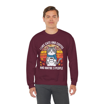 I Like Cats And Coffee And Maybe 3 People , Cats Lover Sweatshirt