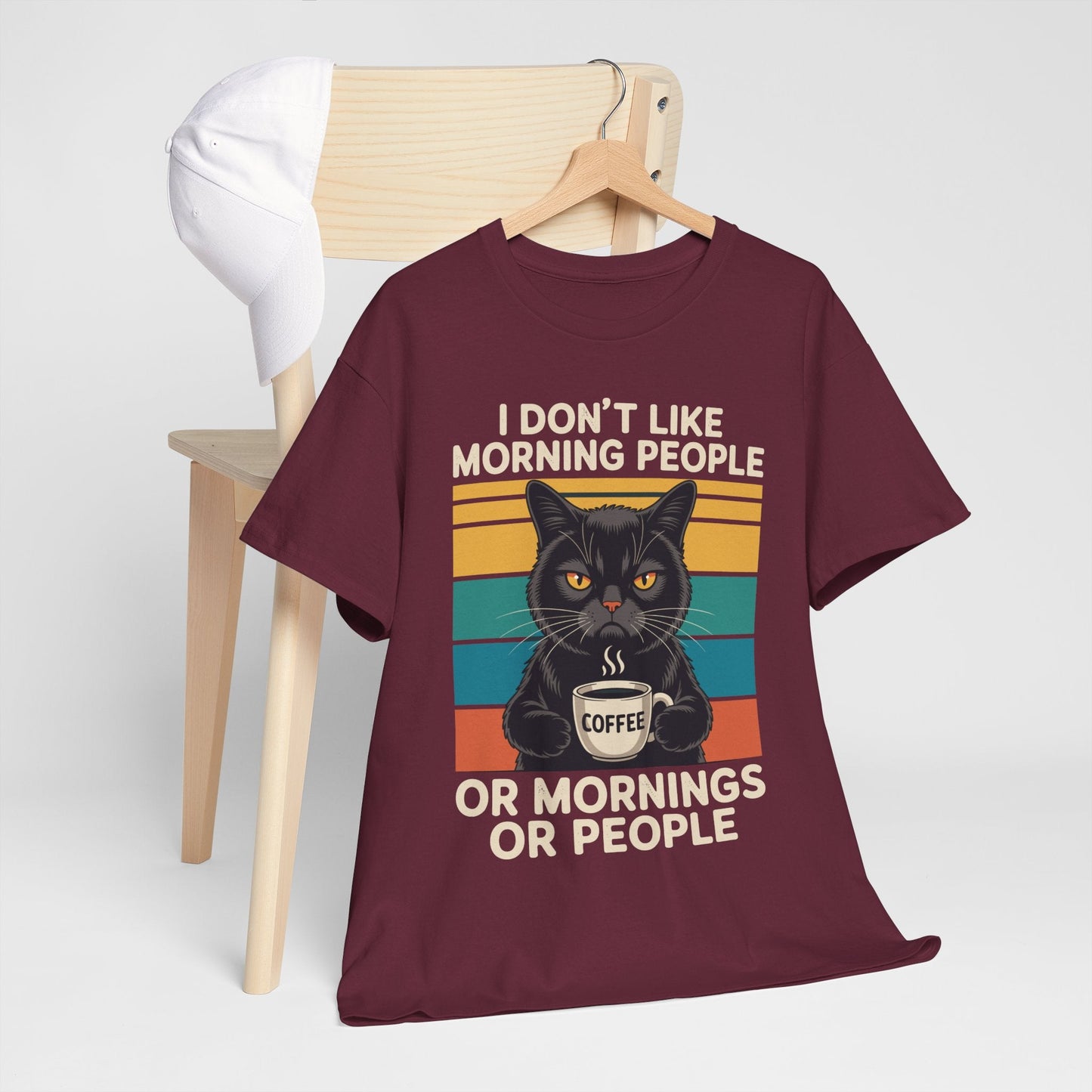 I Hate Morning People And Mornings And People Coffee Cat T-Shirt