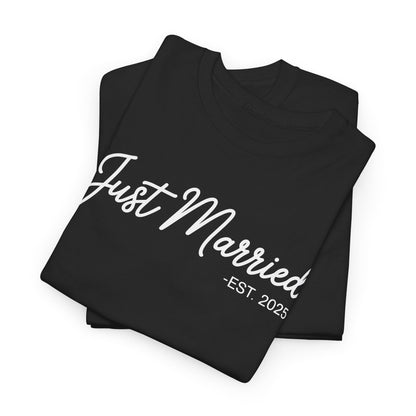 Just Married 2025 Honeymoon Wedding Couples Fiancee T-Shirt