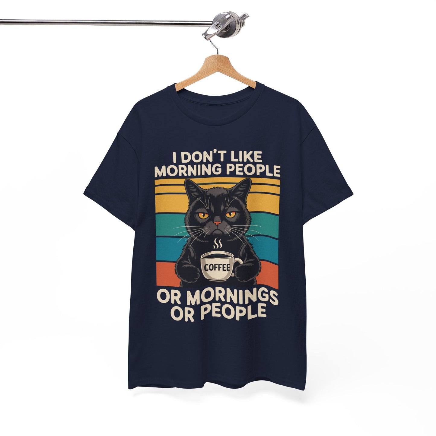 I Hate Morning People And Mornings And People Coffee Cat T-Shirt