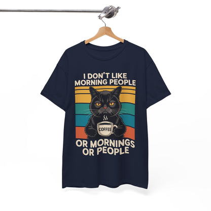 I Hate Morning People And Mornings And People Coffee Cat T-Shirt