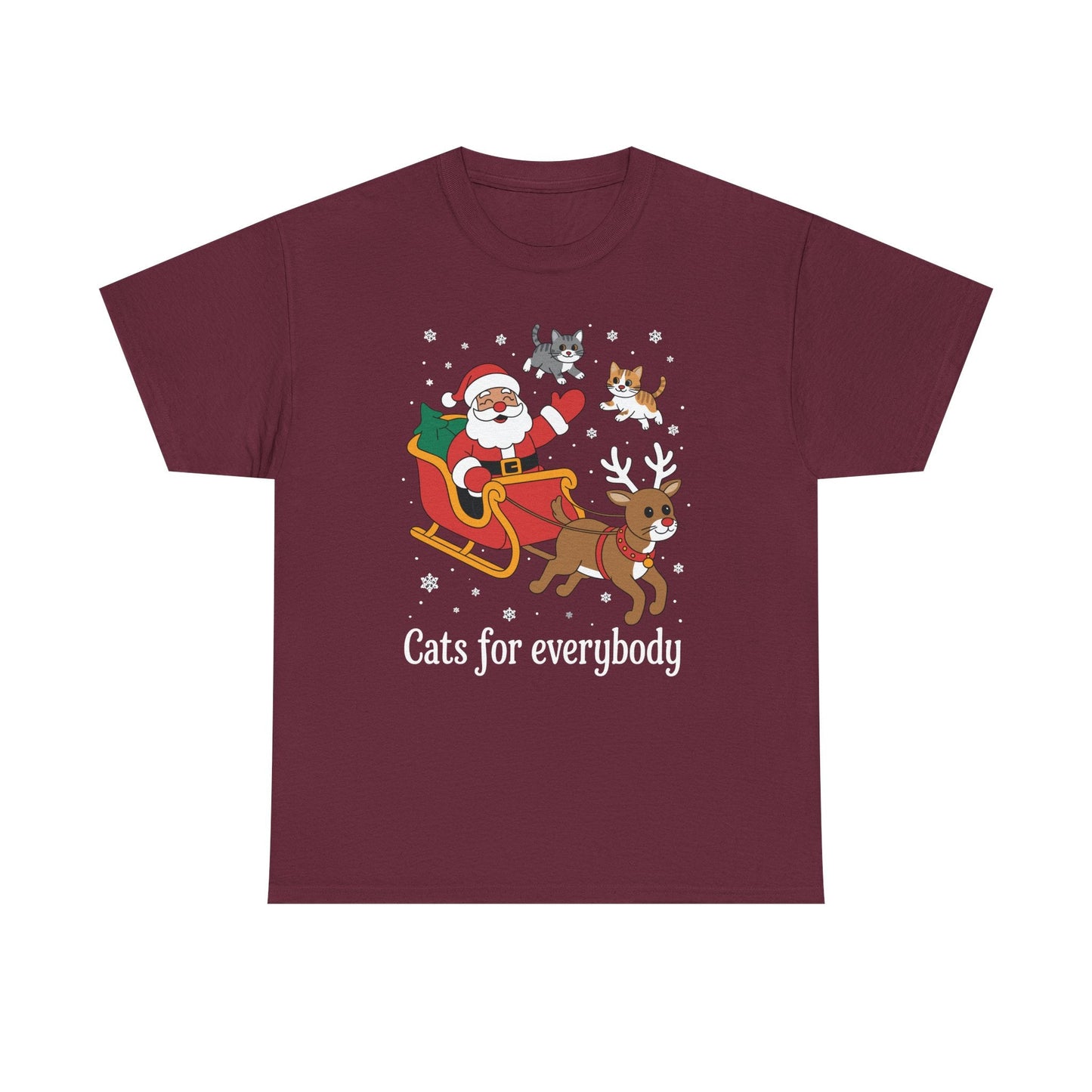 Cats For Everybody Christmas Cat Funny Xmas Women Santa T-Shirt