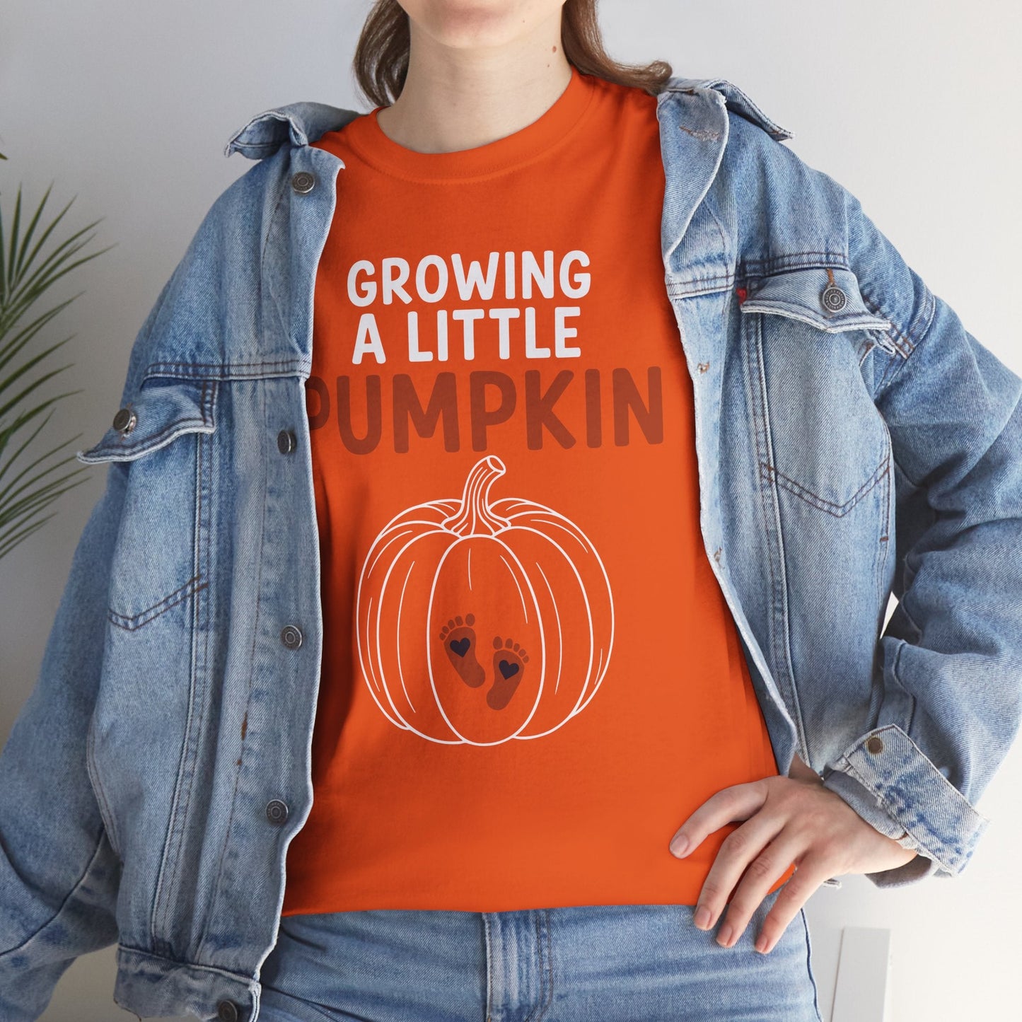 Growing A Little Pumpkin Fall Thanksgiving Baby Bump Wife T-Shirt