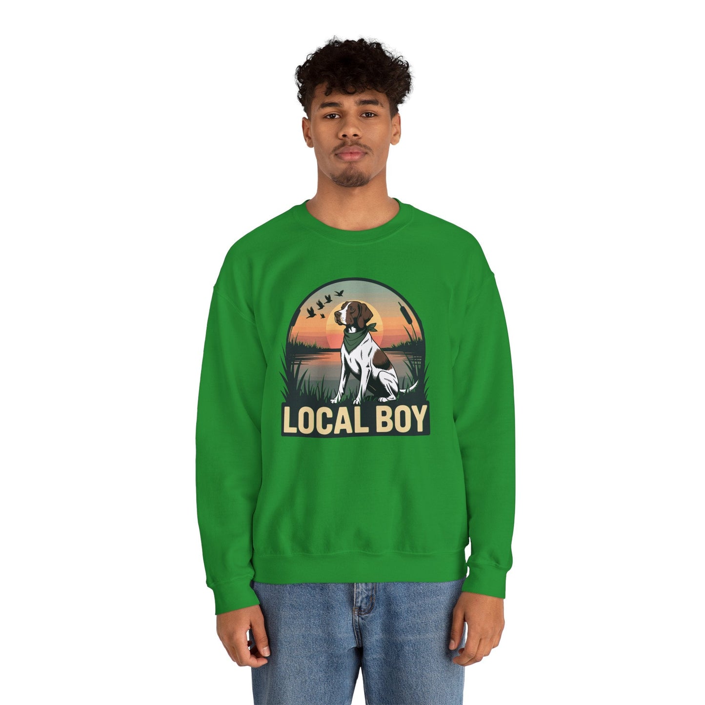 Local Boy Hunting Dog Vintage Sunset Hunting Season Sweatshirt
