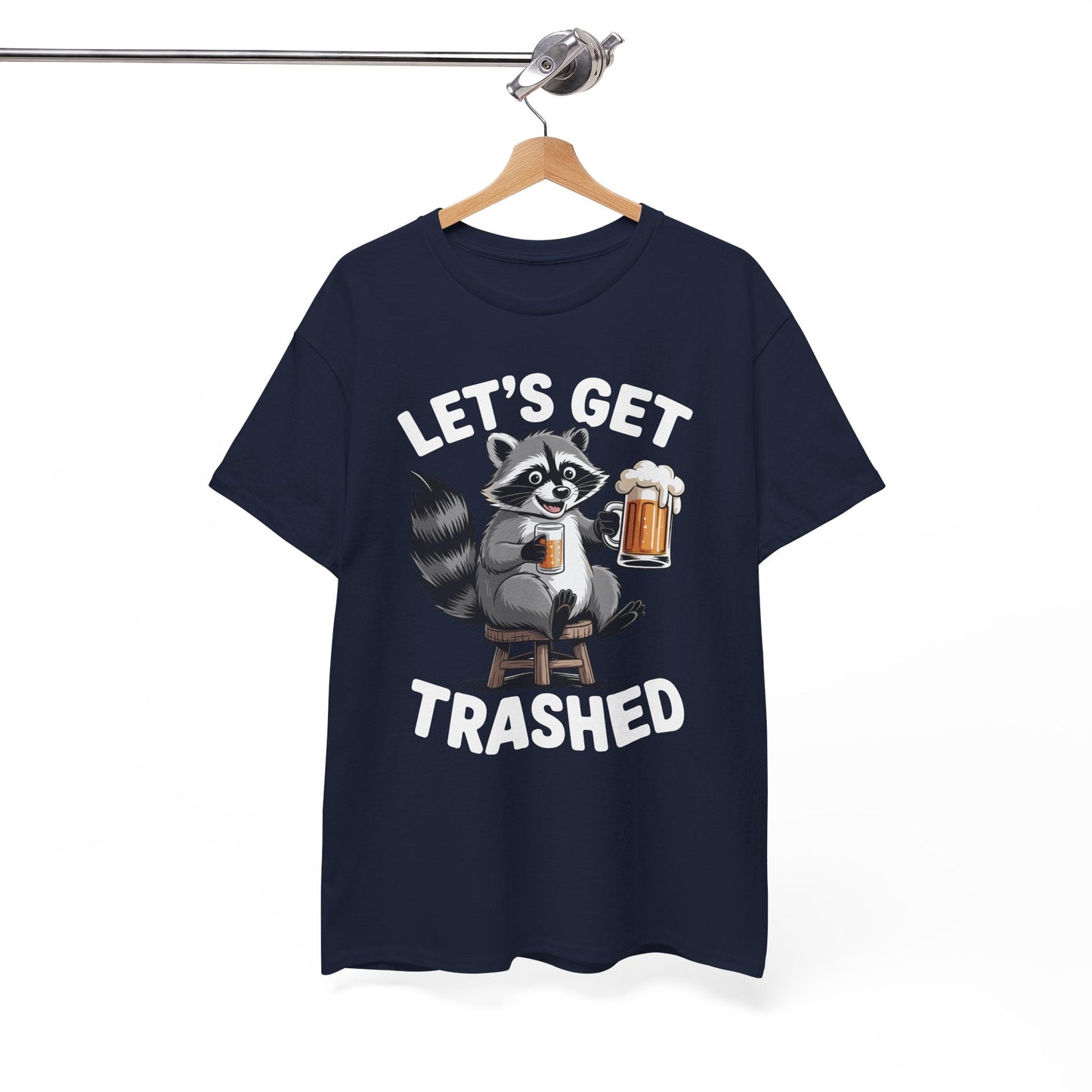 Funny Let's Get Trashed Raccoon Meme Humor Beer Drinking T-Shirt