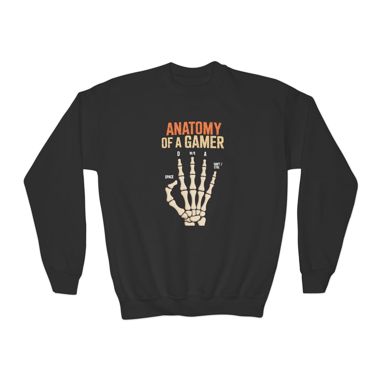 Funny Anatomy Of A Gamer Skeleton Hand Boys Kids Teens Sweatshirt