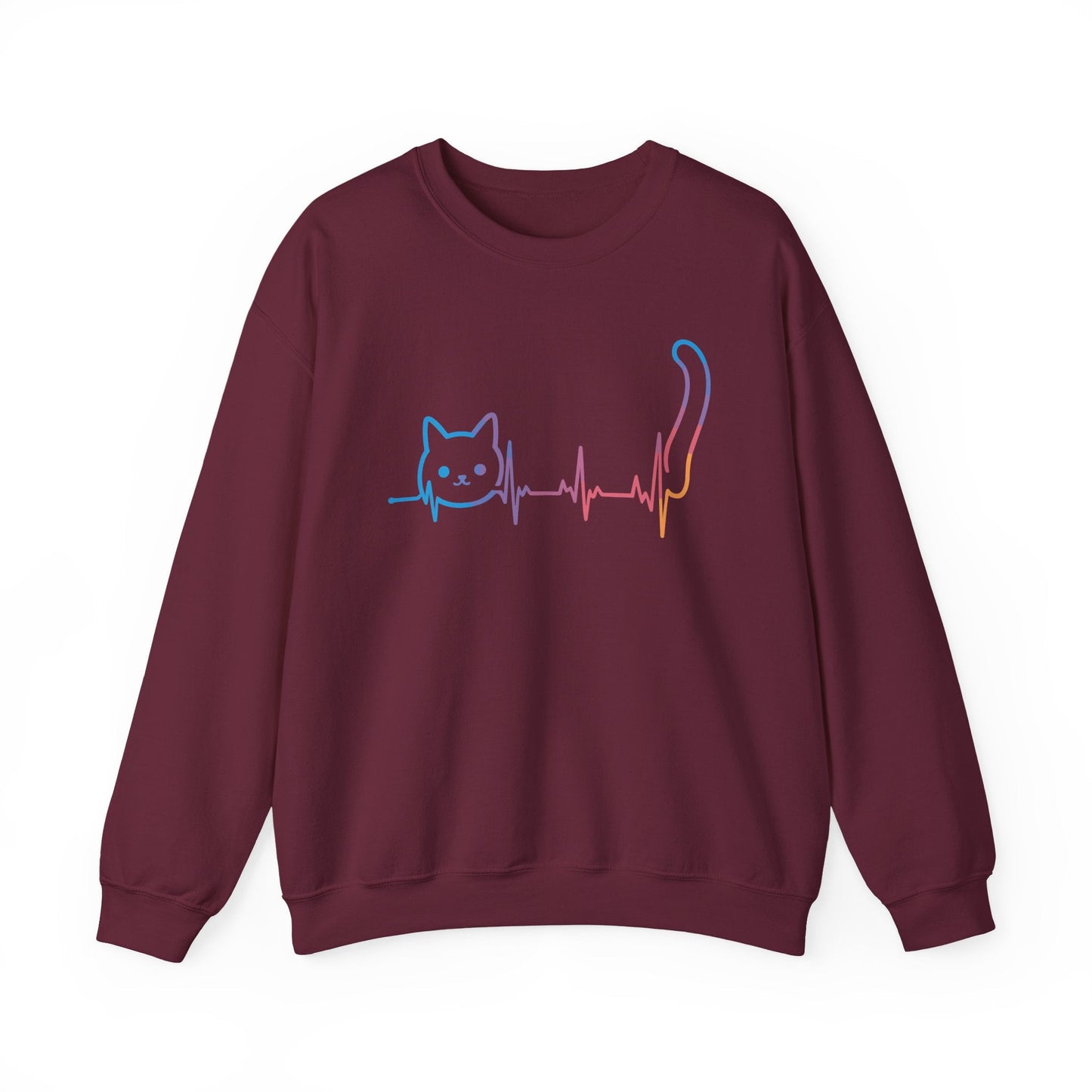 Heartbeat Cat Lover Animal Silhouette Cute Cat Sweatshirt