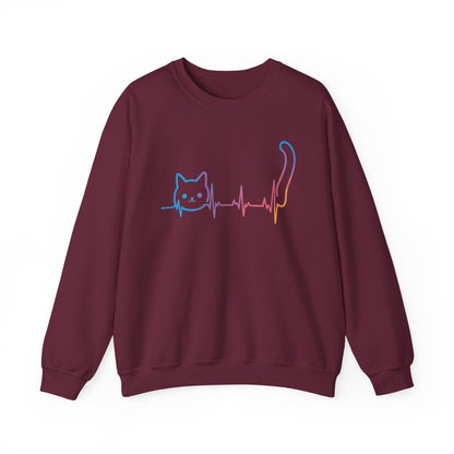 Heartbeat Cat Lover Animal Silhouette Cute Cat Sweatshirt